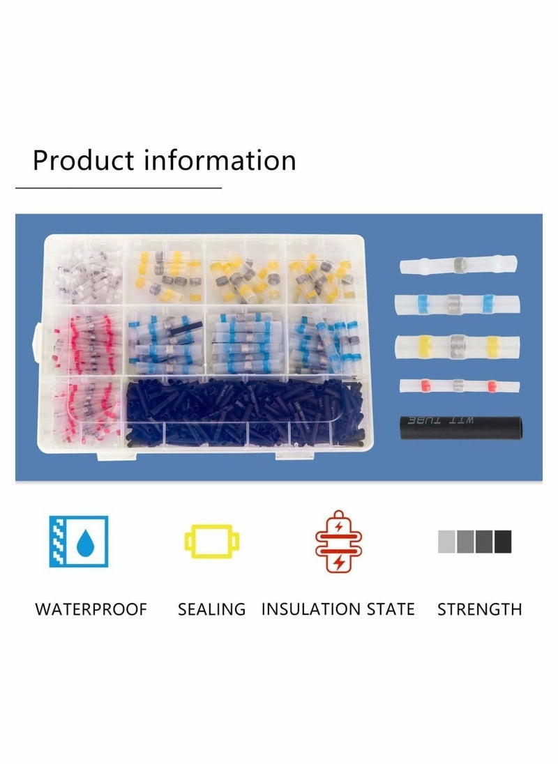 Y&D - 500 Pcs Solder Seal Wire Connectors - Insulated Waterproof Heat Shrink Butt Connector Terminals Electrical with Case - Image 1