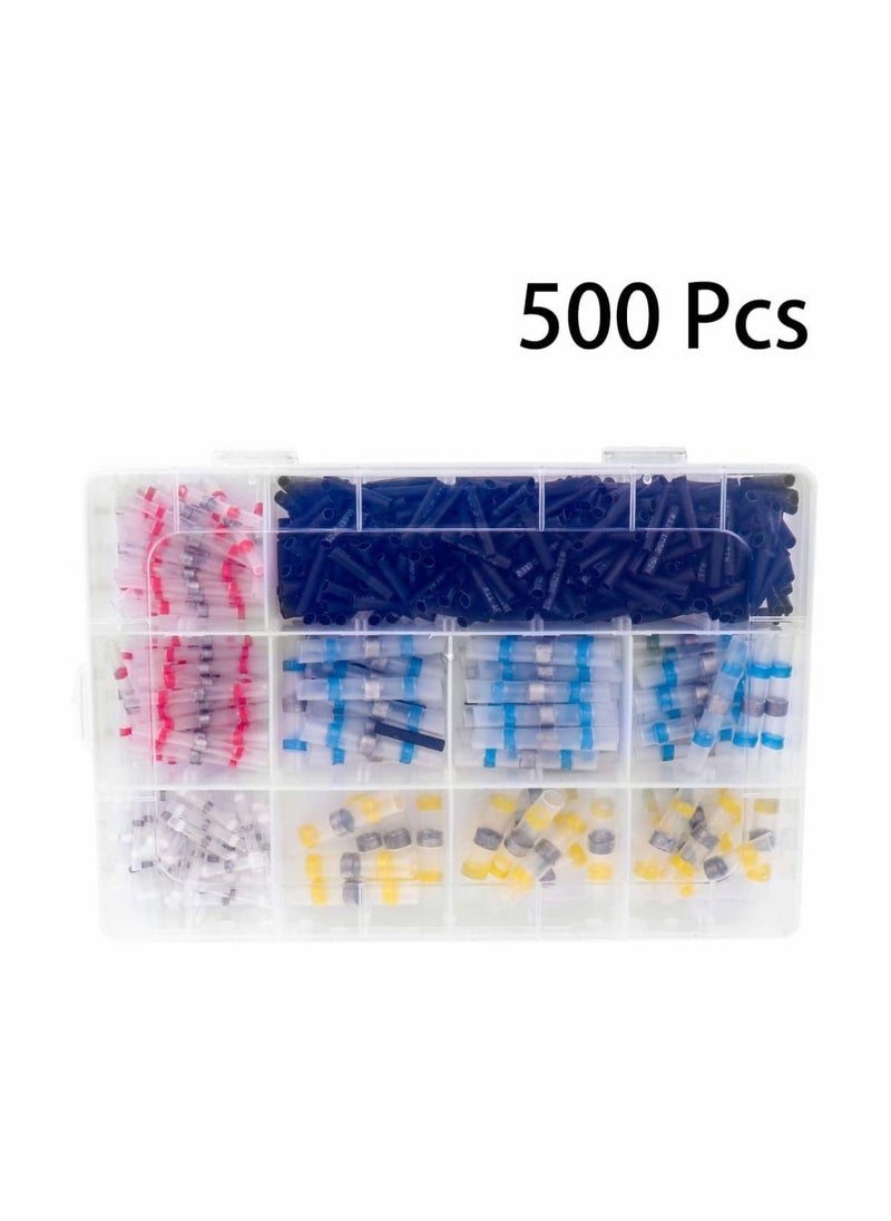 Y&D - 500 Pcs Solder Seal Wire Connectors - Insulated Waterproof Heat Shrink Butt Connector Terminals Electrical with Case - Image 1