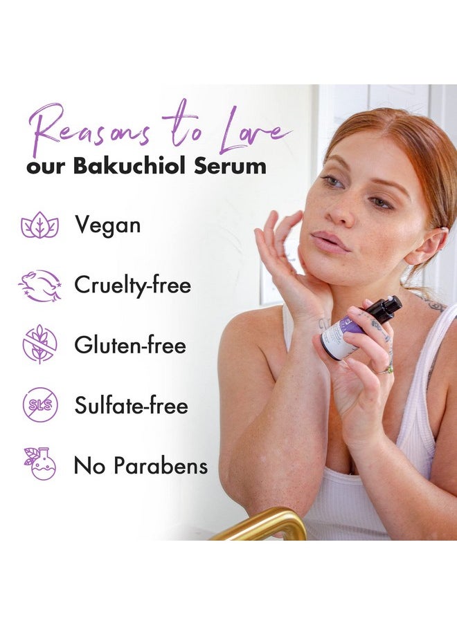 Beauty by Earth - Face Serum Bakuchiol Plant Based Alternate Retinol Serum For Face Anti Aging Serum With Hyaluronic Acid & Niacinamide Brightening Serum Bakuchiol Serum Anti Wrinkle Serum For Face (1 Fl Oz) - Image 1