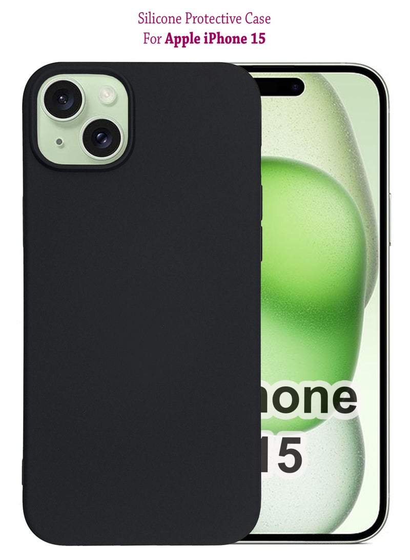 Waldic Silicone Protective Back Case Cover For Apple iPhone 15 - Black - Image 1