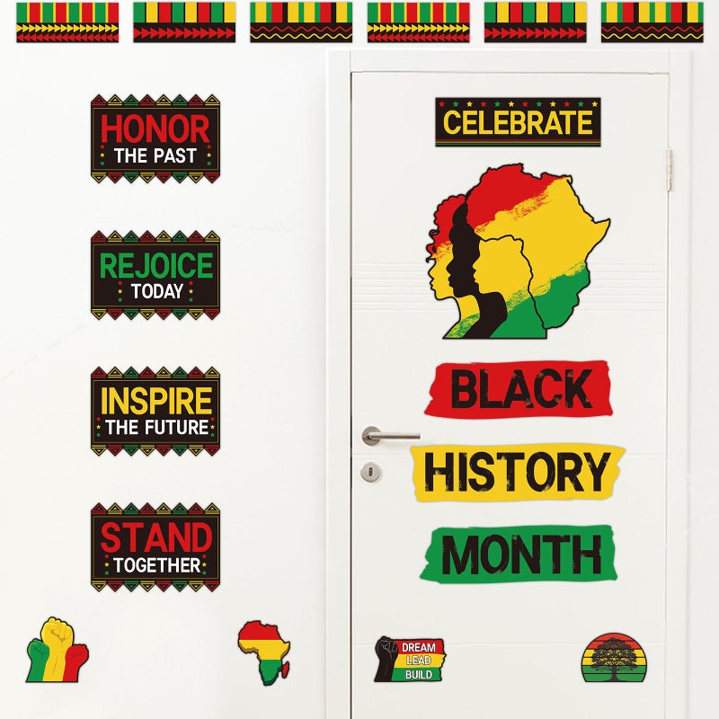 Yewfold 22 Pcs Black History Month Bulletin Board Decoration Set, African American Inspirational Cutouts, Black History Month Door Decorations for Classroom Office Home Celebration - Image 4