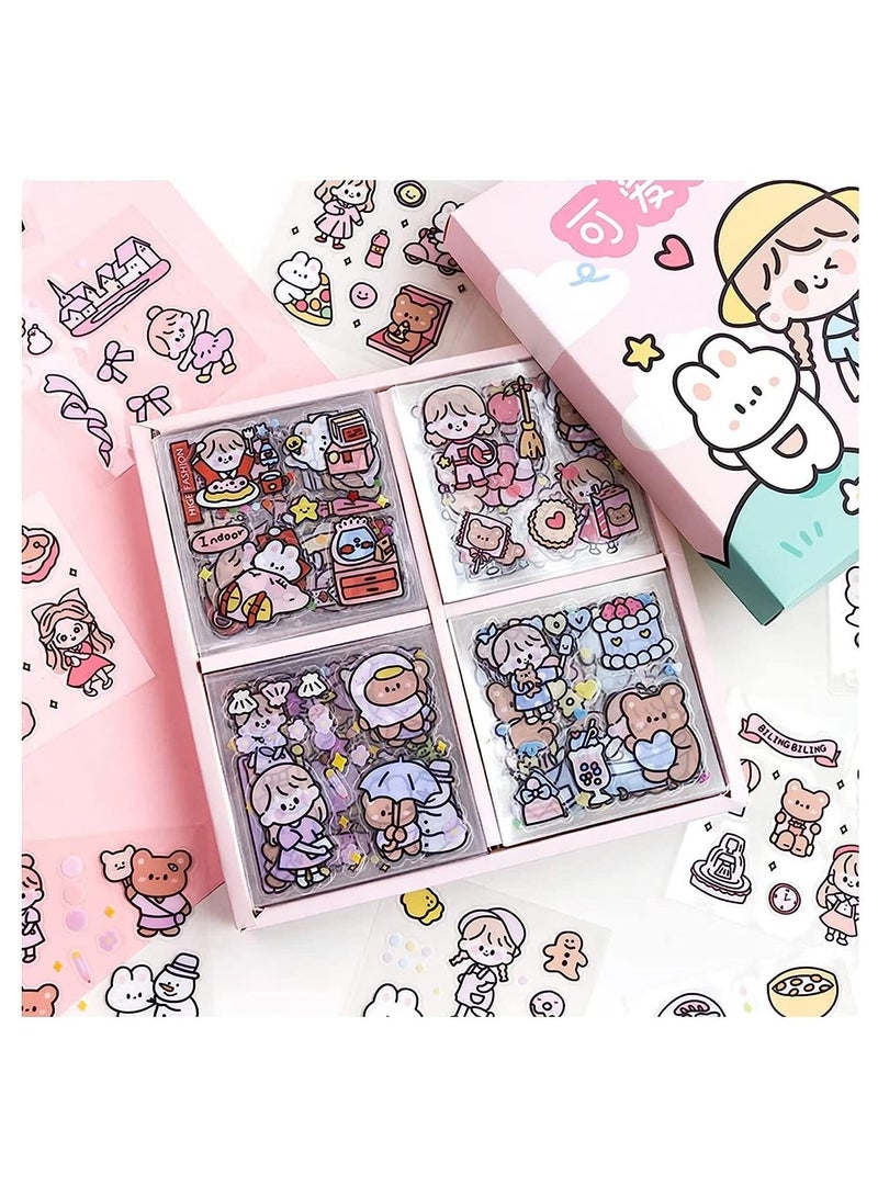 YelaJoy Stickers Set, 100 Sheets 600+ Small Pieces Cute Pet Transparent Cartoon Decorative Scrapbook, Sticker Decal for Diary, DIY Arts Crafts, Album, Calendars and Notebook  - Image 1