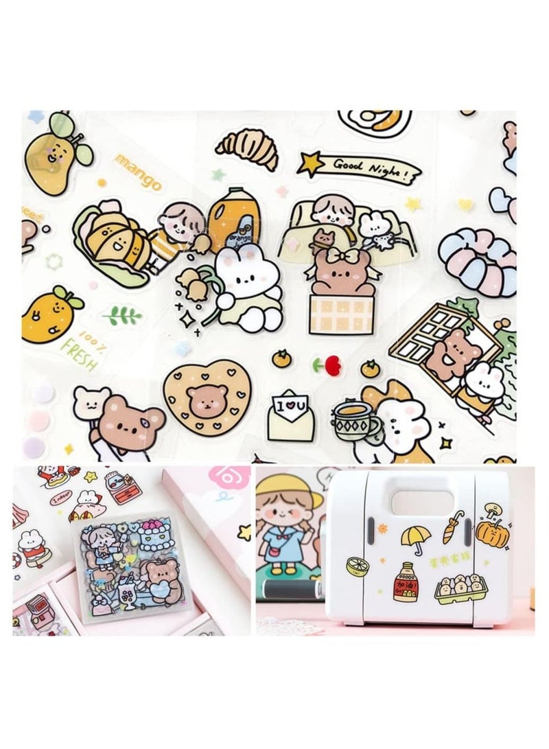 YelaJoy Stickers Set, 100 Sheets 600+ Small Pieces Cute Pet Transparent Cartoon Decorative Scrapbook, Sticker Decal for Diary, DIY Arts Crafts, Album, Calendars and Notebook  - Image 5
