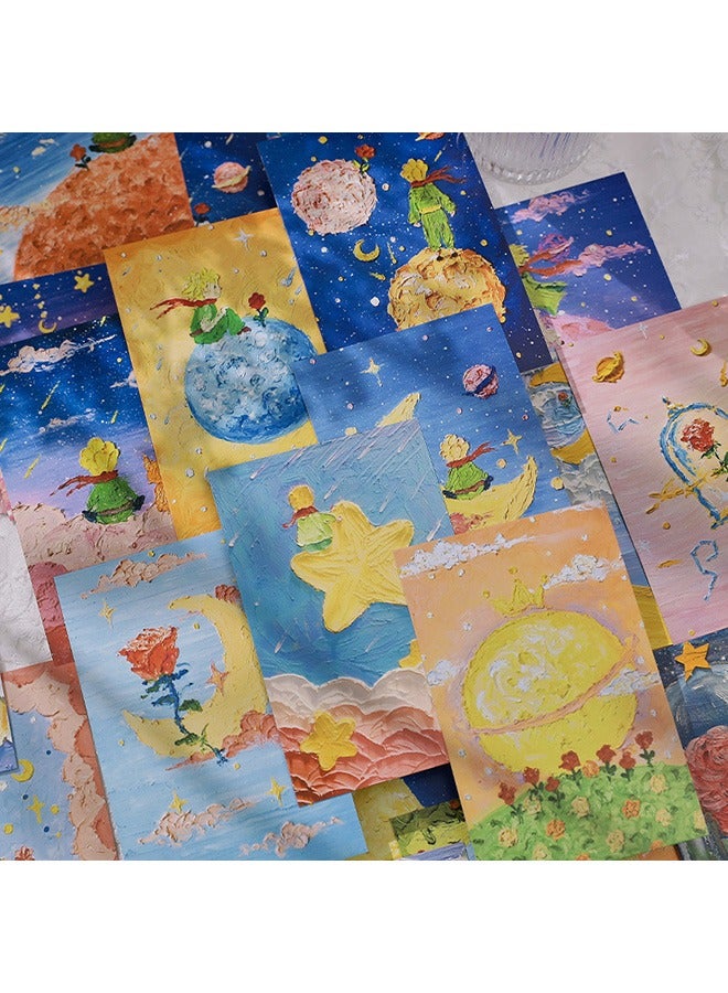 The Little Prince Oil Painting Postcards, 30 Pcs Mailing Postcard, Decorate Wall Collage Kit, 3D Oil Painting Design with Distinct Layers, Oil Painting Postcard Greeting Card for Dorm Bedroom Decor - Image 2
