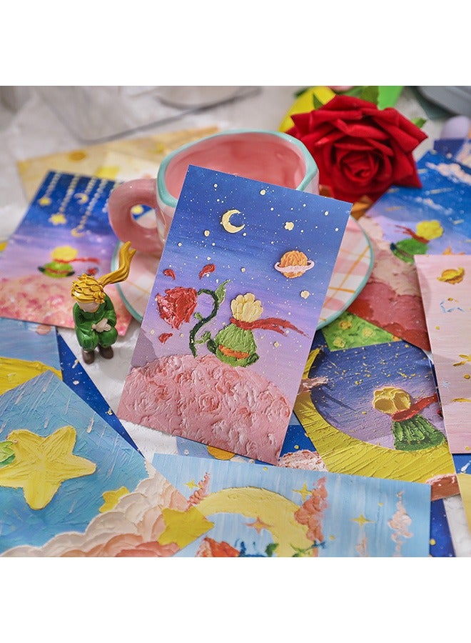 The Little Prince Oil Painting Postcards, 30 Pcs Mailing Postcard, Decorate Wall Collage Kit, 3D Oil Painting Design with Distinct Layers, Oil Painting Postcard Greeting Card for Dorm Bedroom Decor - Image 3
