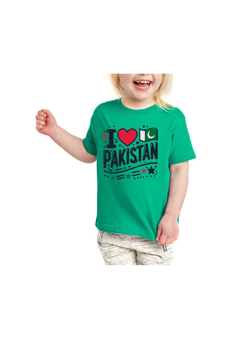 Pakistan Independence Day Kids Girls T-Shirt – Short Sleeve RoundNeck Cotton Tshirt-Ideal for Independence Day Celebrations, School Events  - Image 1