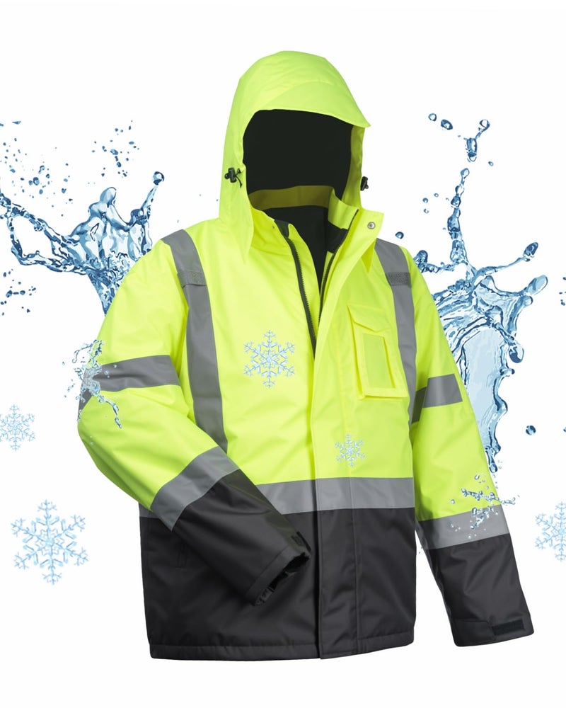 Toolant Reflective Waterproof Safety Jacket For Men - High Visibility  Insulated  Comfortable  Multiple Pockets - Designed For Work  Construction  And Outdoor  Yellow  Xl - Image 1