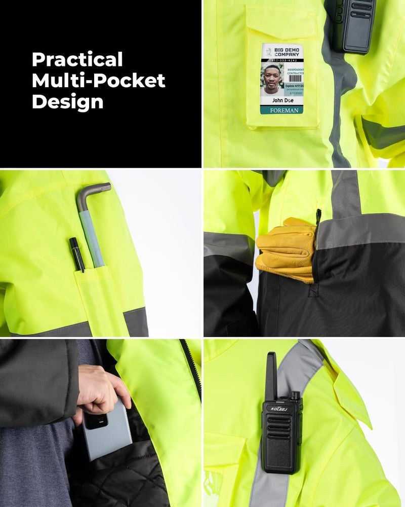 Toolant Reflective Waterproof Safety Jacket For Men - High Visibility  Insulated  Comfortable  Multiple Pockets - Designed For Work  Construction  And Outdoor  Yellow  Xl - Image 5