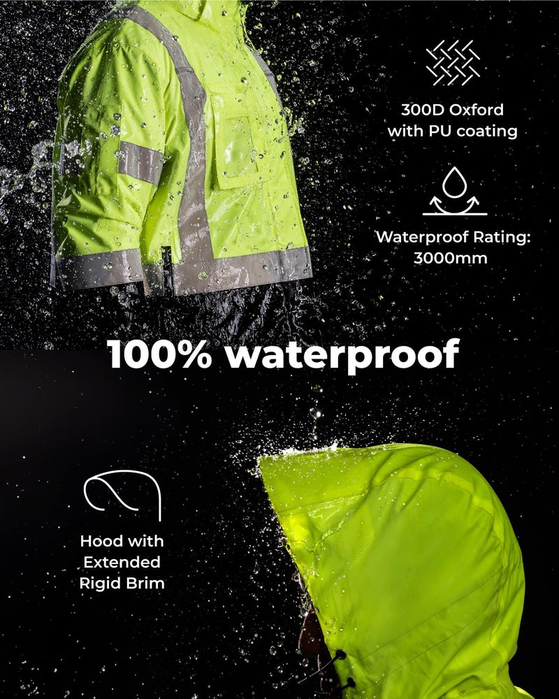 Toolant Reflective Waterproof Safety Jacket For Men - High Visibility  Insulated  Comfortable  Multiple Pockets - Designed For Work  Construction  And Outdoor  Yellow  Xl - Image 4