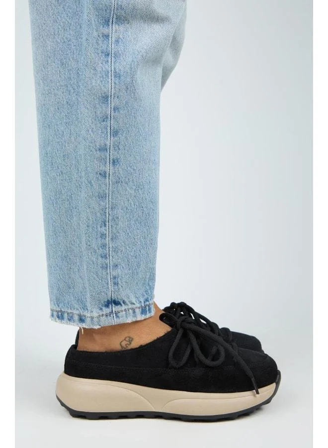 Korcia Women's Authentic Leather Sabo Black Slippers.