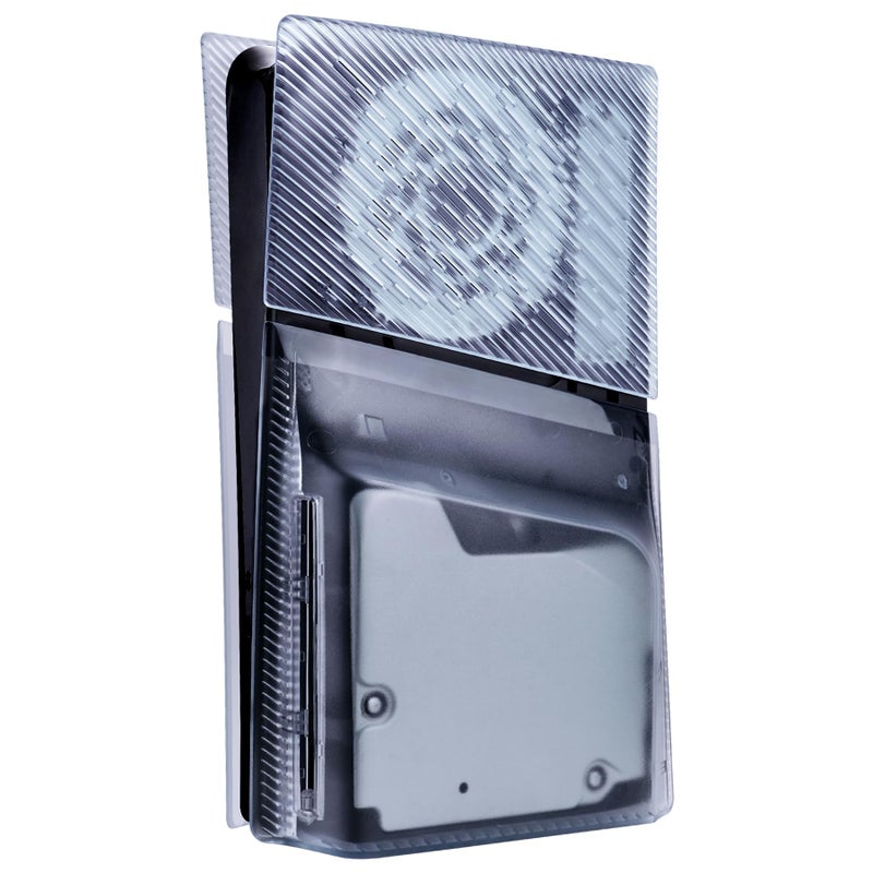 eXtremeRate eXcover Console Replacement Top Bottom Cover Compatible with ps5 Slim Disc Edition, Side Panel Faceplate Back Plate with Cooling Vent Shell Compatible with ps5 Slim Disc - Clear Ice Blue - Image 4
