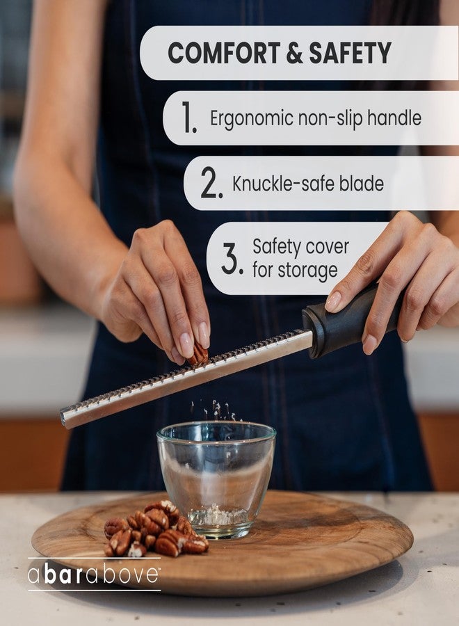 A Bar Above Cheese Grater & Lemon Zester A Bar Above 12” Chef-Grade Stainless Steel Rasp, Sharp Citrus Zester for Lemon, Lime, Ginger, Garlic, Parmesan & Hard Cheese, Professional Kitchen & Cocktail Garnish Tool - Image 5