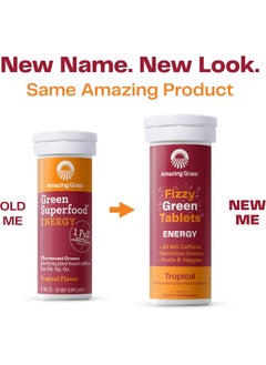 Amazing Grass - Green Superfood Energy Effervescent Tablets Tropical 6 Tubes  - Image 2