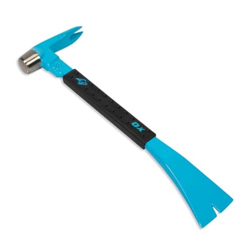 OX Tools Unique Hammer Head 12" Pry Bar - Multi-Functional Tool with Cats Paw, Crowbar | Rubber Grip, Polished Beveled Claws - Forged Steel Design for Strength and Durability - Image 1