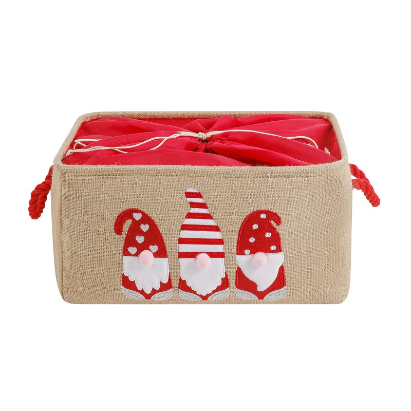 INough Christmas Baskets for Gifts Empty Christmas Gnomes Basket Large Gifts Bags for Holiday Ornaments Collapsible Storage Bins with Drawstring for Kidsroom - Image 2