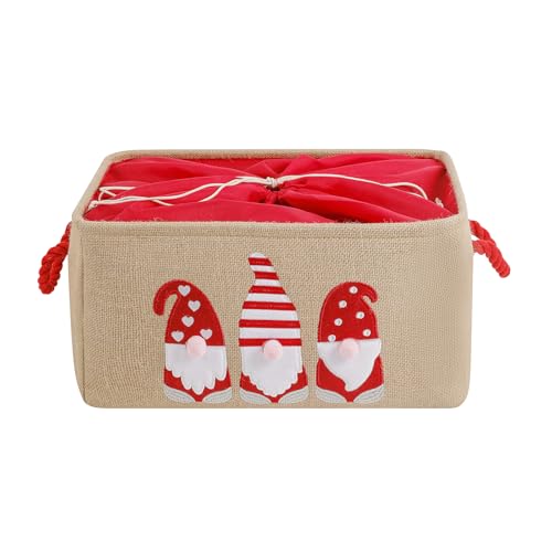 INough Christmas Baskets for Gifts Empty Christmas Gnomes Basket Large Gifts Bags for Holiday Ornaments Collapsible Storage Bins with Drawstring for Kidsroom - Image 1