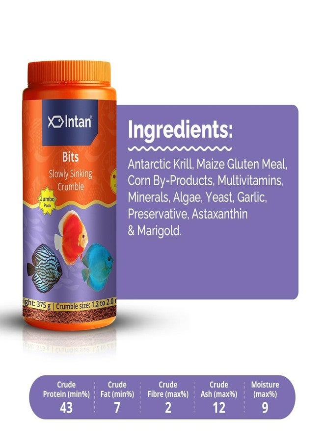 كينكو طعام أسماك كينكو المائي إنتان بتس، بطيء الغرق وقابل للتفتيت | طعام مفتت لأسماك الديسكس، والدانيو، والبارب، وأسماك قوس قزح | عبوة كبيرة 375 جم، حجم الفتات من 1.2 إلى 2.0 مم قطراً، عبوة واحدة (جامبو 375 جم) - Image 3