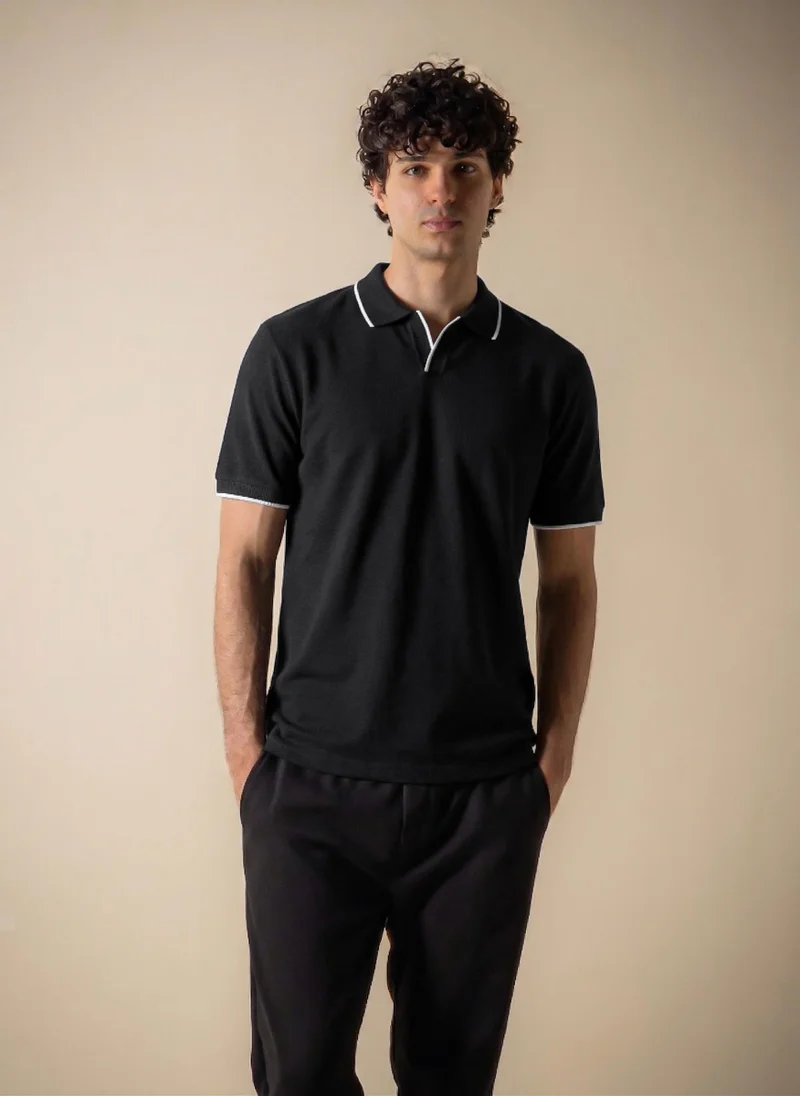 شايبس CONTRAST RIB KNIT POLO SHIRT
