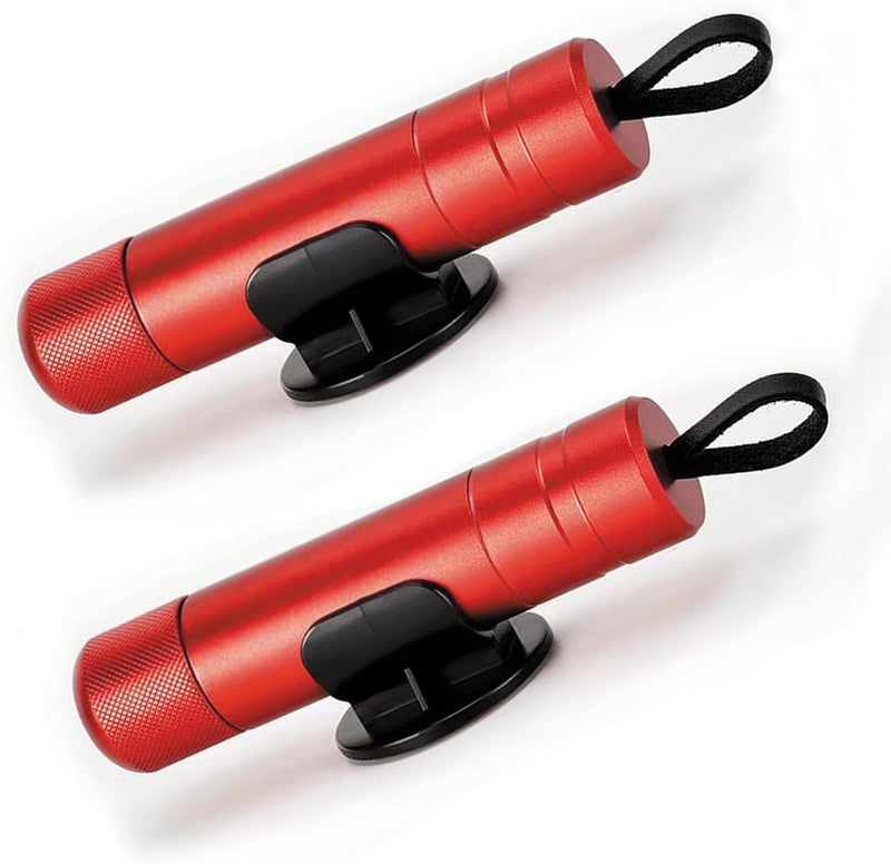 ACEBON 2-in-1 Emergency Car Escape Tool - Spring-Loaded Window Breaker & Seatbelt Cutter, Compact Lifesaver for Families, Portable Keychain Design (2 * Red) - Image 1