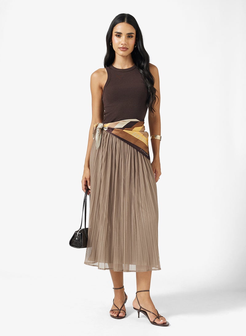 Ginger Pleate Tulle Midi Skirt - Image 2