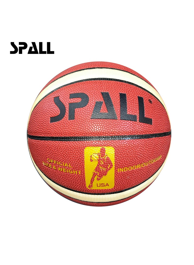 Spall Basketball Indoor/Outdoor Official Regulation Size Streetball Rubber Basketball Deep Channel Construction Made For Unisex Men And Women Youth And Adult For Professional Training And Games - Image 1