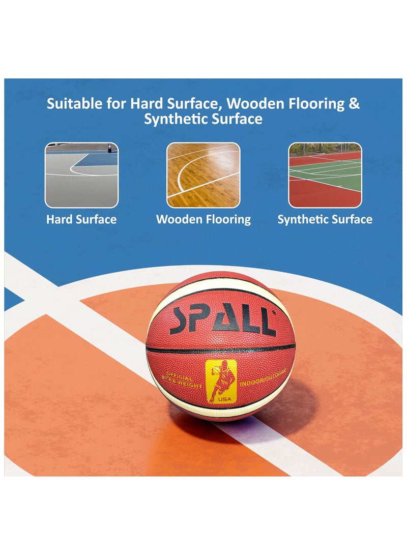 Spall Basketball Indoor/Outdoor Official Regulation Size Streetball Rubber Basketball Deep Channel Construction Made For Unisex Men And Women Youth And Adult For Professional Training And Games - Image 3