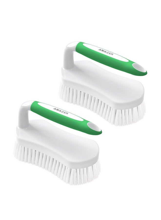 Amazer Scrub Brush for Cleaning Comfort Grip Shower Scrubber Stiff Bristles with Handle Heavy Duty Cleaner Brush for Tub Sink Carpet Floor - Pack of 2 (Green+Green) - Image 1