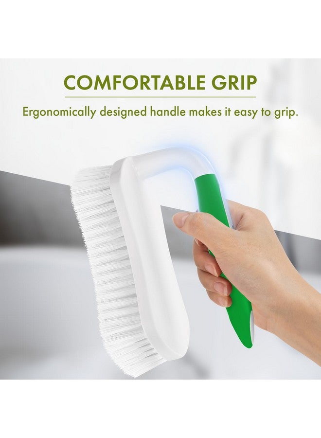 Amazer Scrub Brush for Cleaning Comfort Grip Shower Scrubber Stiff Bristles with Handle Heavy Duty Cleaner Brush for Tub Sink Carpet Floor - Pack of 2 (Green+Green) - Image 2