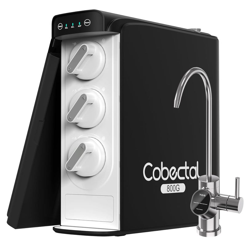 Cobectal Tankless Reverse Osmosis System, Dual RO Water Filter System, 800G Reverse Osmosis Systems,3:1 Pure to Drain, Under Sink Water Filtration System with Smart Faucet, RO System Under Sink Reduce PFAS&TDS - Image 1