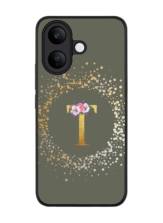 Stylizedd For vivo V60 Lite 5G / V60 Lite 4G Case,Slim fit Camera Protection, Shockproof Thin Phone cover  - Custom Monogram Floral - T  (Olive Green ) - Image 1