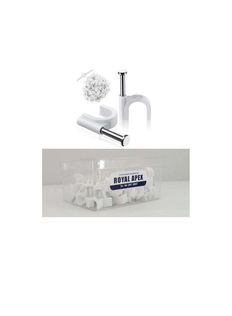 Electrical Cable Wire Round Clips, Steel Nails Tacks Holder for Organizing Electric Wires Cables Lines - White (16mm - 100Pcs) - Image 2