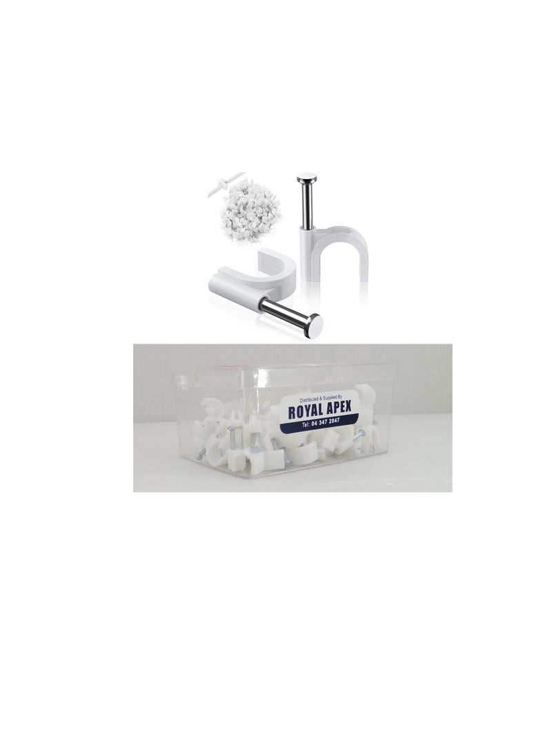 Electrical Cable Wire Round Clips, Steel Nails Tacks Holder for Organizing Electric Wires Cables Lines - White (16mm - 100Pcs) - Image 3