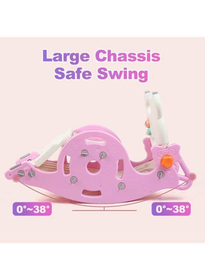 Vinnatsu 3-in-1  Toddler Slide Rocking Toy , Toddler Slide / Rocking Chair / Basketball Stand，Kids Activity Center Climbing Slide Set Foldable Climber Playground Slide for Both Indoors Outdoor Use (Pink Bear) - Image 5