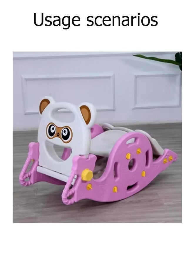 Vinnatsu 3-in-1  Toddler Slide Rocking Toy , Toddler Slide / Rocking Chair / Basketball Stand，Kids Activity Center Climbing Slide Set Foldable Climber Playground Slide for Both Indoors Outdoor Use (Pink Bear) - Image 3