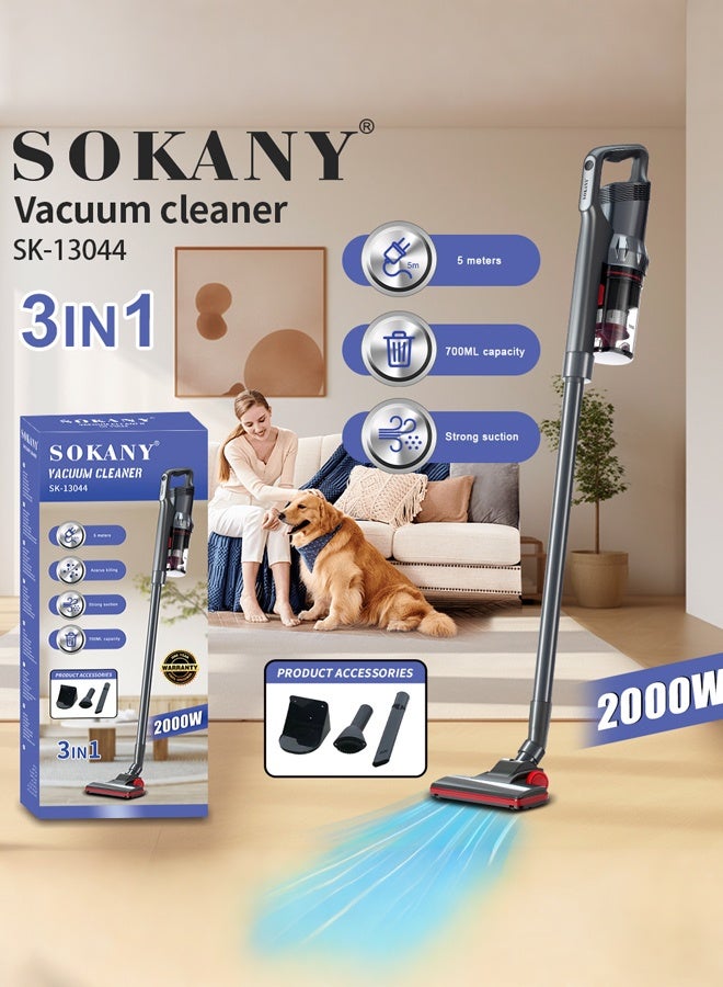 sokany Vacuum Cleaner, 5M Corded Stick Vacuum Cleaner,2000W/18Kpa Handheld Vacuum Adjustable Lightweight 3 in 1 Stick Vacuum with HEPA Filter for Hard Floor,Carpet,Pet Hair - Image 2