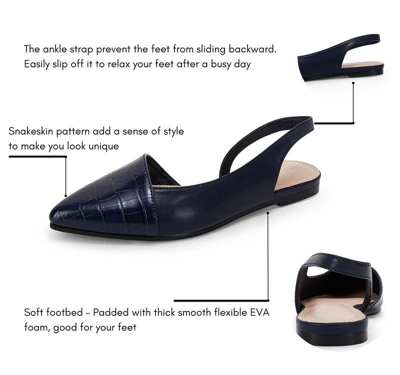 LAICIGO Womens Slingback Flats Closed Pointed Toe Animal Print Low Heel Shoes Slip On Comfortable Sandals 8.5 - Image 3