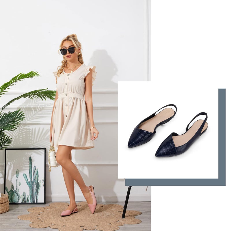 LAICIGO Womens Slingback Flats Closed Pointed Toe Animal Print Low Heel Shoes Slip On Comfortable Sandals 8.5 - Image 2