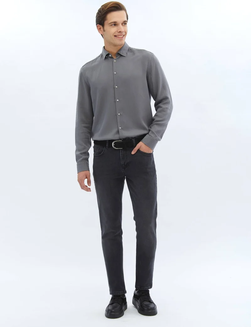 Kip Grey Corduroy Woven Casual Shirt