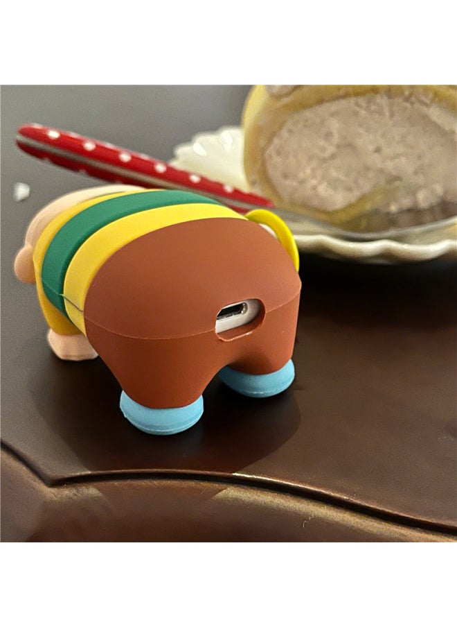 Generic - Cartoon Lower Waist Pang Tiger For Apple Airpods1/2 Generation Wireless Bluetooth Headset Airpods Pro3 Generation Silicone-Color:Lower Waist Pang Tiger Headset Hanging Ring-Applicable Model:Airpods Pro 2 Generation - Image 1