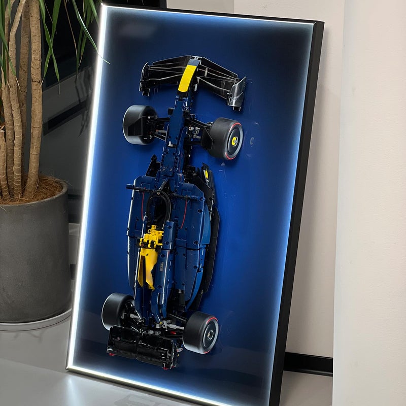 iLuane Display Wallboard for LEGO Technic Racing RB20 42206 Model Car Building Sets Adult Collectibles Wall Mount Room or Office Decor Builtin LED Lighting No Car Included - Image 2