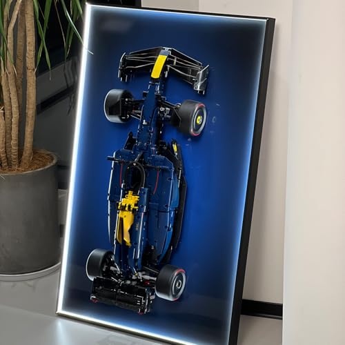 iLuane Display Wallboard for LEGO Technic Racing RB20 42206 Model Car Building Sets Adult Collectibles Wall Mount Room or Office Decor Builtin LED Lighting No Car Included - Image 1