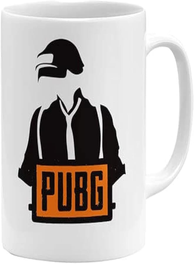 RYN PRINTED DESIGN PUBG Dark Player Printed Coffee Mug White/Black/Yellow 11ounce