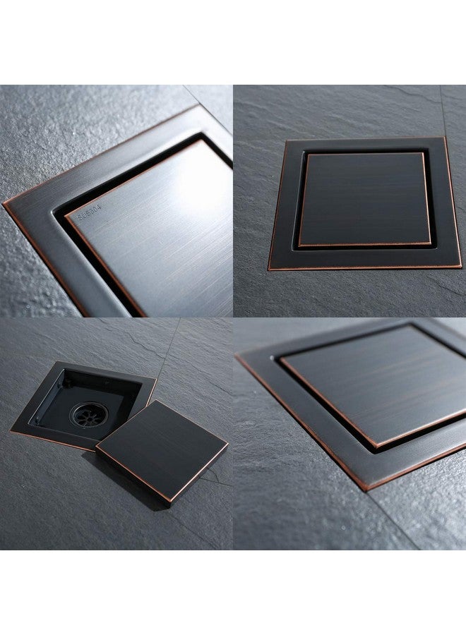 راندم مصفاة دش مربعة من البرونز المصقول بالزيت عشوائية مع غطاء مصفاة دش قابل للإزالة ومصفاة شعر من الفولاذ المقاوم للصدأ SUS 304 مقاس 6 بوصات - Image 2