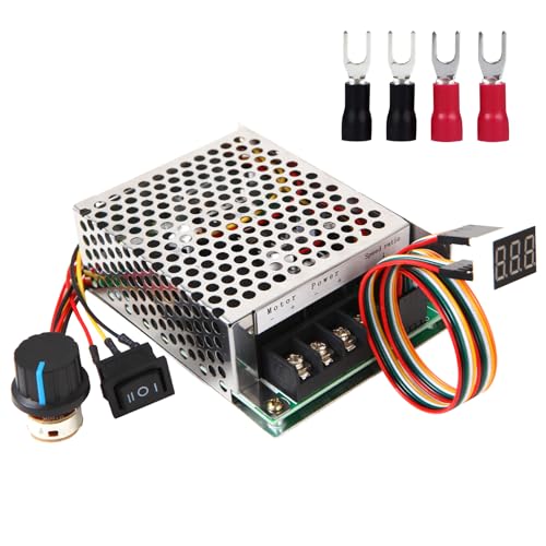 HARMNEE PWM DC Motor Speed Controller, DC 10-55V / Rated 40A, LED Display Stepless DC Motor Speed Controller with Adjustable Potentiometer and Forward-Brake-Reverse Switch - Image 1
