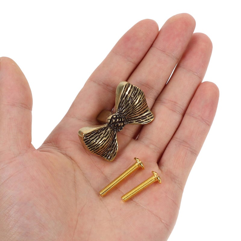 Vintage Brass Bow Shaped Cabinet Handle For Kitchen Wardrobe Drawer - Image 5