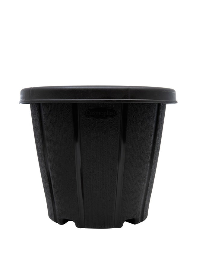 Cosmoplast Woodgrain Pot With Tray 8 Inches Dark Brown