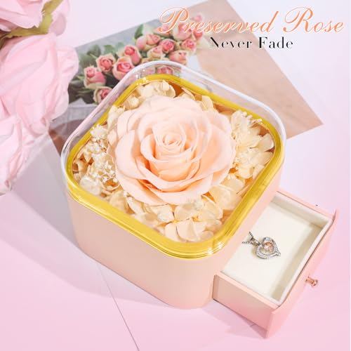 Beferr Mothers Day Forever Rose with Necklace for Mom Birthday Gifts Preserved Roses Eternal Flower for Delivery Fresh Flowers Gifts for Mother Wife Her Grandma Sister Daughter Girls Friends - Image 3