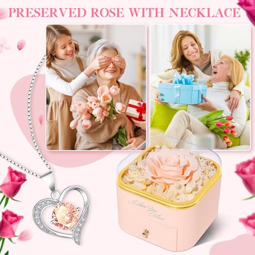 Beferr Mothers Day Forever Rose with Necklace for Mom Birthday Gifts Preserved Roses Eternal Flower for Delivery Fresh Flowers Gifts for Mother Wife Her Grandma Sister Daughter Girls Friends - Image 5