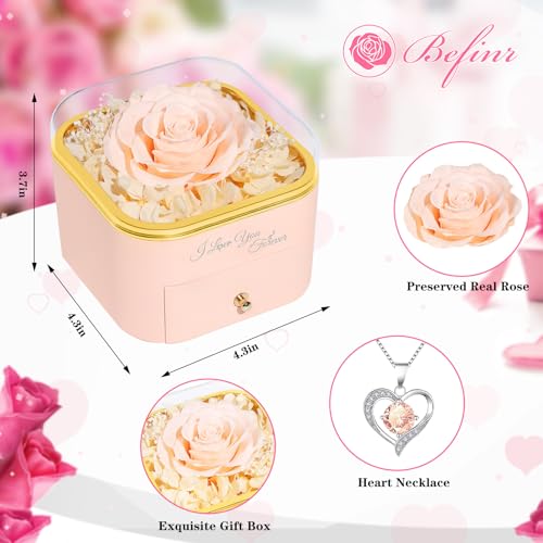 Beferr Mothers Day Forever Rose with Necklace for Mom Birthday Gifts Preserved Roses Eternal Flower for Delivery Fresh Flowers Gifts for Mother Wife Her Grandma Sister Daughter Girls Friends - Image 4