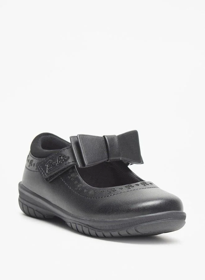 Barbie Bow Detail Mary Jane School Shoes with Hook and Loop Closure